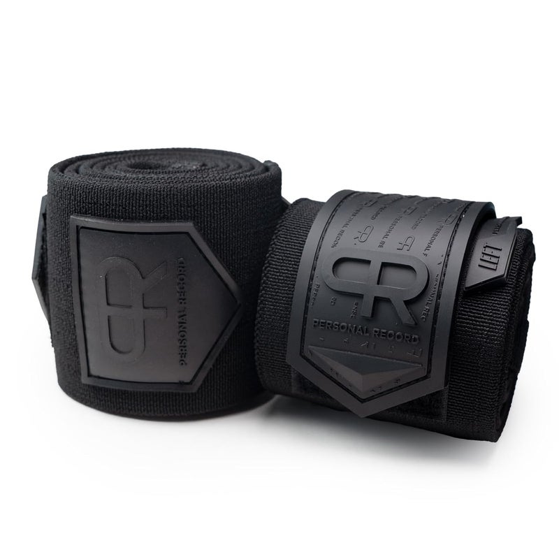 PR Personal Record Elbow Wraps for Weightlifting - Heavy Duty Construction, 25% More Elasticity, Reinforced Stitching, Extra Wide Fastener, Easy to Adjust, All Black - Image 4